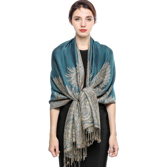 (9) Pashmina Reversible Scarf/Wrap - Picture 1 of 16